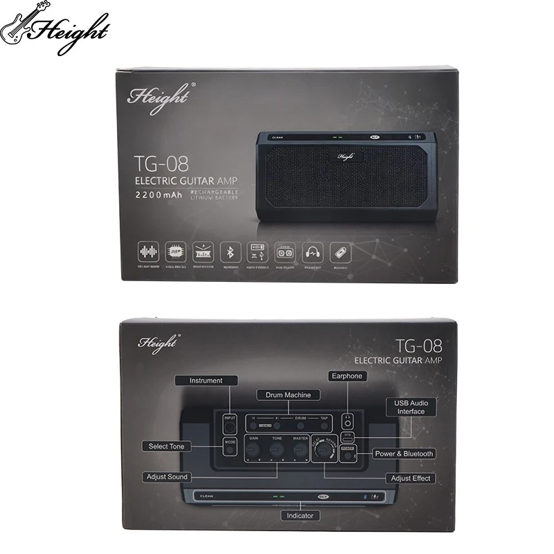 10W Electric Guitar Amp 21 Speaker 5 Preset Tones 2 Spatial Effects 20 Drum Machine OTG Rechargeable Factory Wholesale factory